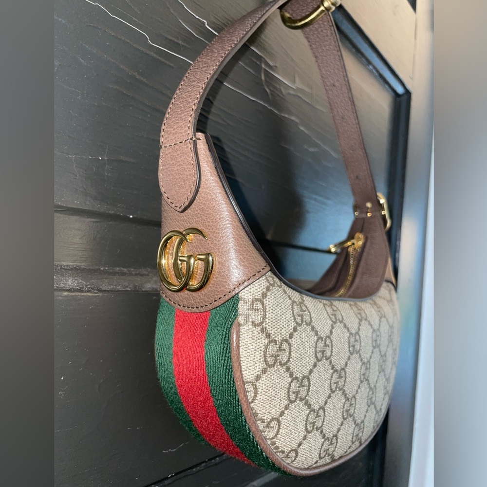 Gucci Coated Canvas & Leather Ophidia Hobo Mini Bag with Gold GG Hardware EUC